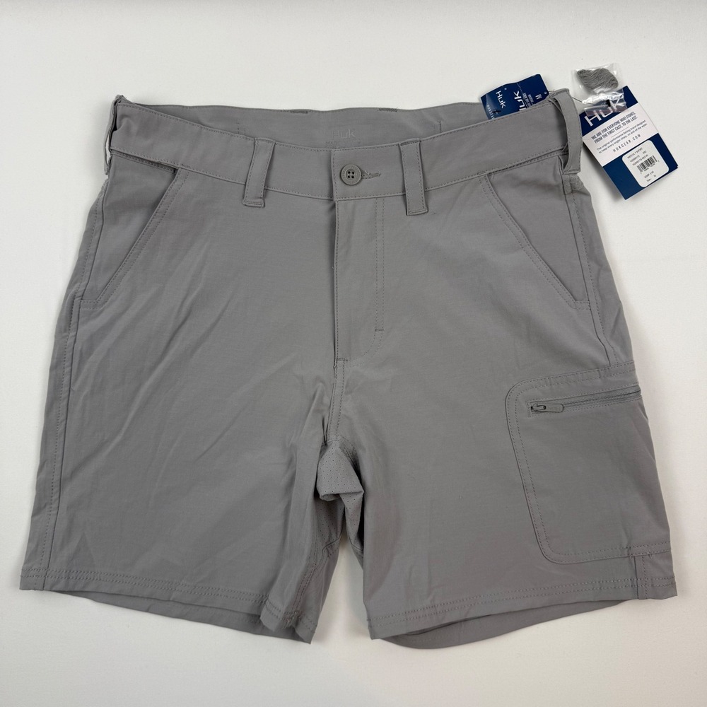 Huk Men NXTLVL 7 Performance Fishing Shorts Gray H2000173 Size M NEW